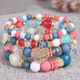 Multicolor Resin Beads Rope Bracelets Ethnic Letters Heart Charm Bracelet