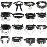 Gothic PU Leather Tassel Chain Choker Collar Necklace