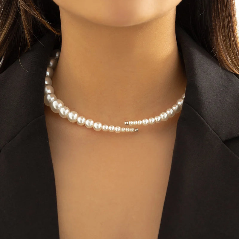 Vintage Pearl Torques Necklace Choker for Women
