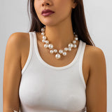 French Style Bohemian Pearl Beads Choker Necklace for Women Girls