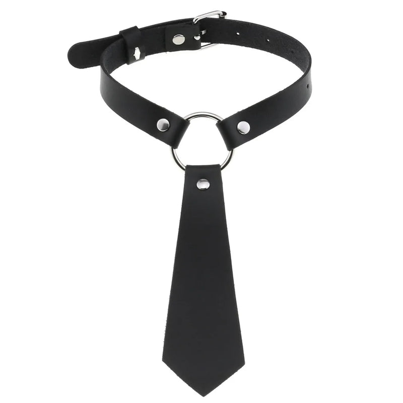 Gothic PU Leather Bow Tie Collar Choker Necklace Punk Bondage Collars