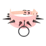Gothic Punk Rivet Leather Statement Necklace