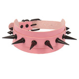 Gothic Punk Rivet Leather Statement Necklace