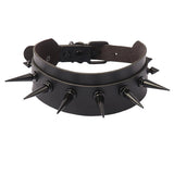 Gothic Punk Rivet Leather Statement Necklace