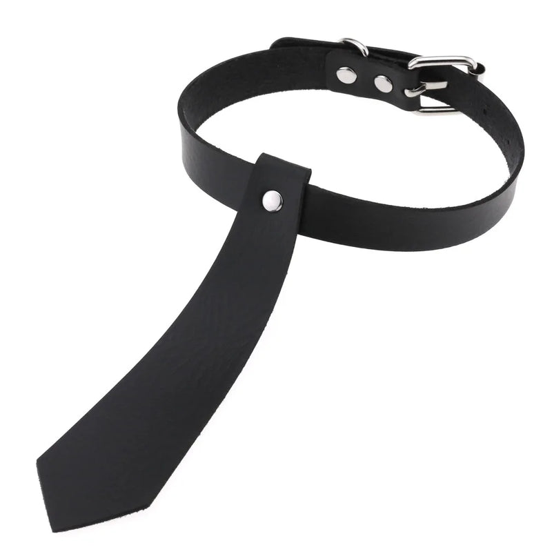 Gothic Punk PU Leather Torques Bow Tie Choker Necklace