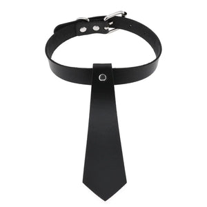 Gothic Punk PU Leather Torques Bow Tie Choker Necklace