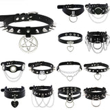 Harajuku PU Leather Choker Necklace Punk Gothic Pendant Tassel Necklace