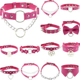 Harajuku Girls Red PU Leather Necklace Gothic Vintage Choker