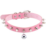 Harajuku Pink PU Leather Choker Necklace for Women Men