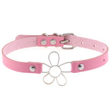 Harajuku Pink PU Leather Choker Necklace for Women Men