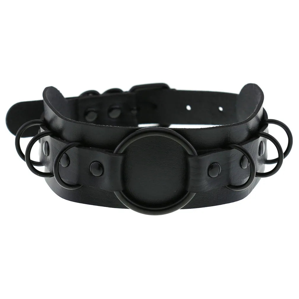 Harajuku Punk PU Leather Choker Necklace Vintage Gothic Chain Jewelry
