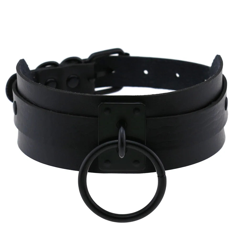 Harajuku Punk PU Leather Choker Necklace Vintage Gothic Chain Jewelry