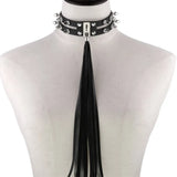 Harajuku Punk Tassel Rivet Choker Leather Torques Necklace