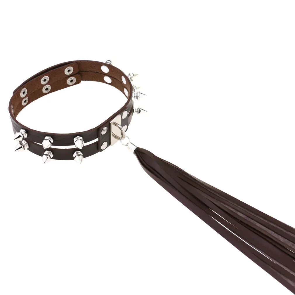 Harajuku Punk Tassel Rivet Choker Leather Torques Necklace