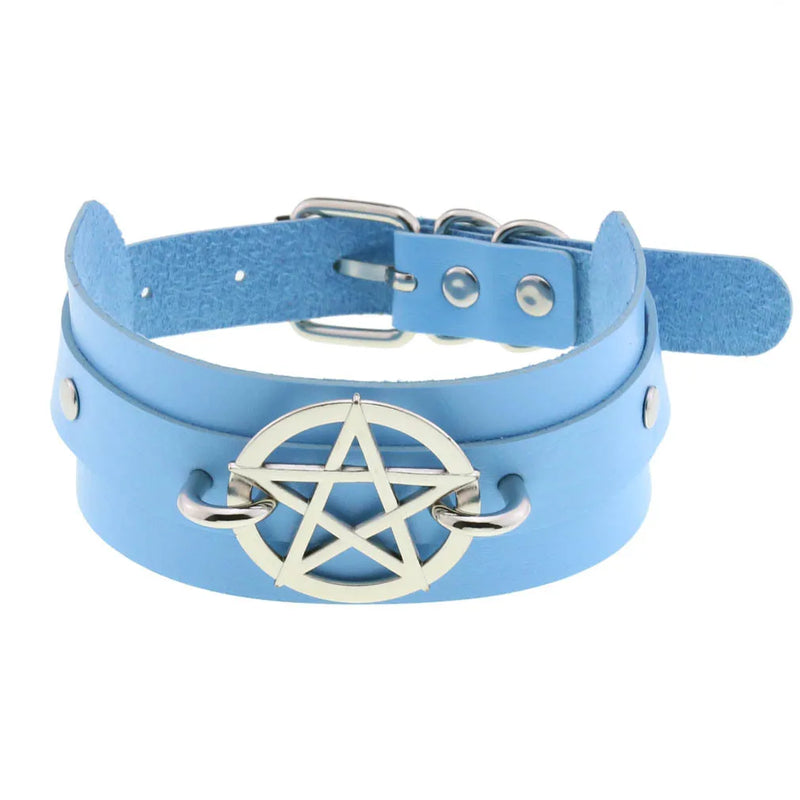 Harajuku Vintage Goth Sky PU Leather Necklace Choker Statement Jewelry