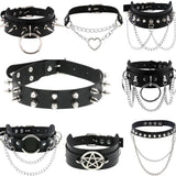 Hip Hop Rivet Choker Chain Necklace Punk Gothic Statement Collar Jewelry