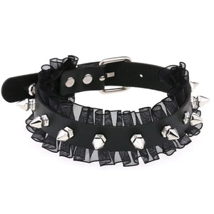 Vintage Lace Leather Choker Necklace Harajuku Gothic Punk Rivet