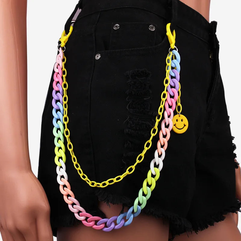 Candy Mushroom Smile Key Chain Ring Multicolor Resin Heart Waist Chain