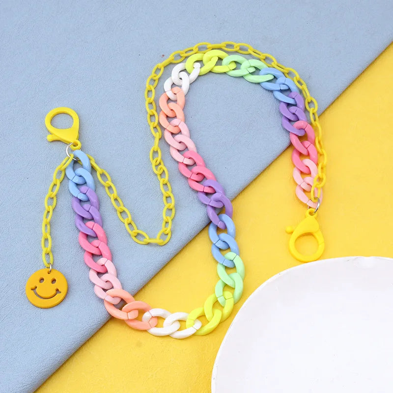 Candy Mushroom Smile Key Chain Ring Multicolor Resin Heart Waist Chain