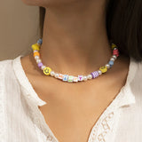 Ethnic Pearl Letters Star Flower Choker Necklace For Women