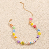 Ethnic Pearl Letters Star Flower Choker Necklace For Women