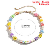 Ethnic Pearl Letters Star Flower Choker Necklace For Women