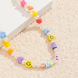 Ethnic Pearl Letters Star Flower Choker Necklace For Women