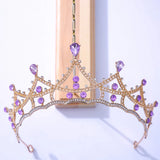 Purple Crystal Tiara Wedding Queen Rhinestone Crown Hairband