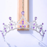 Purple Crystal Tiara Wedding Queen Rhinestone Crown Hairband