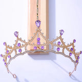 Purple Crystal Tiara Wedding Queen Rhinestone Crown Hairband