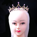 Purple Crystal Tiara Wedding Queen Rhinestone Crown Hairband