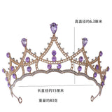 Purple Crystal Tiara Wedding Queen Rhinestone Crown Hairband
