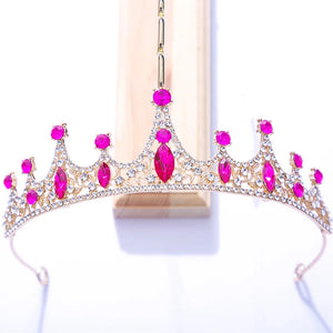 Red Crystal Crown Tiara Wedding Hair Jewelry