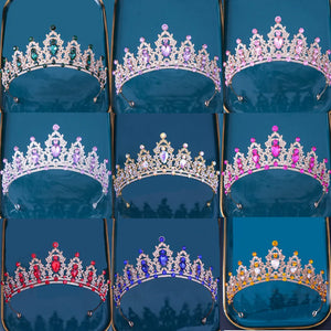 Multicolor Crystal Crown Hair Accessories Tiara For Women Girls Wedding