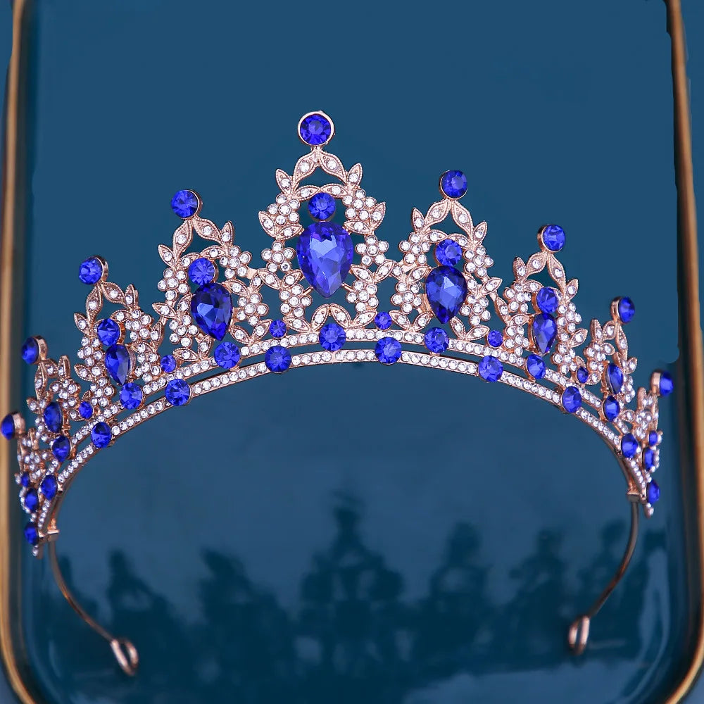 Multicolor Crystal Crown Hair Accessories Tiara For Women Girls Wedding