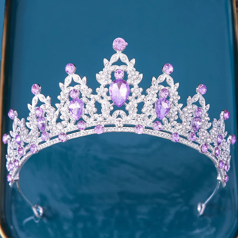 Multicolor Crystal Crown Hair Accessories Tiara For Women Girls Wedding