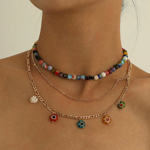 Bohemian Multicolor Fruit Beads Choker Necklace for Women Girls