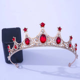 Purple Rose Red Crystal Crown Hair Accessories Tiara Women Party