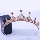 Purple Rose Red Crystal Crown Hair Accessories Tiara Women Party