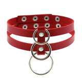 Harajuku Red PU Leather Choker Necklace Women Punk Gothic Vintage Statement