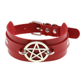 Harajuku Red PU Leather Choker Necklace Women Punk Gothic Vintage Statement
