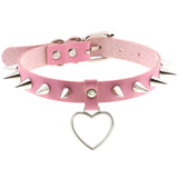 Vintage Harajuku PU Leather Pink Necklace Gothic Statement