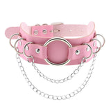 Vintage Harajuku PU Leather Pink Necklace Gothic Statement