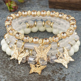 Bohemian Crystal Beads Strand Bracelets with Butterfly Charm