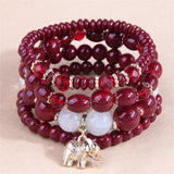 Multicolor Crystal Beads Elephant Wrap Bracelet for Women