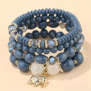 Multicolor Crystal Beads Elephant Wrap Bracelet for Women