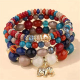 Multicolor Crystal Beads Elephant Wrap Bracelet for Women