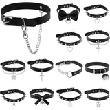 Men PU Leather Choker Necklace Gothic Collar Vintage Party Jewelry