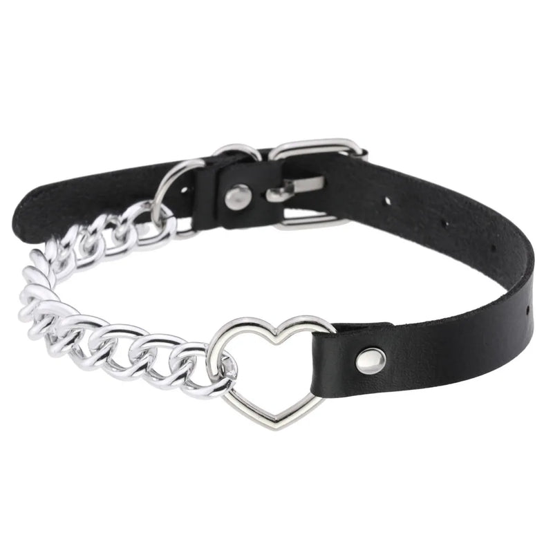 Men PU Leather Choker Necklace Gothic Collar Vintage Party Jewelry