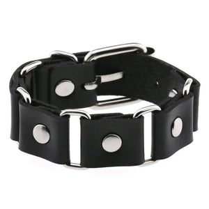 Punk PU Leather Chain Bracelet Gothic Cuff Bangle